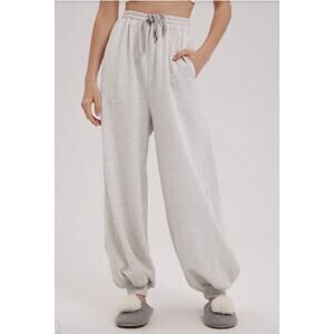 NAP Balloon Sweatpants Cotton Crop Ribbed Cuffs Drawstring Waistband Sz S Small